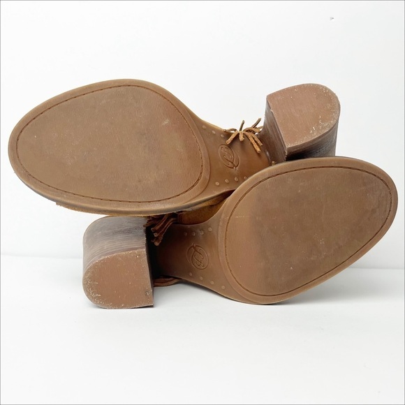 Lucky Brand Lantau Fringe Open Toe Booties 8 suede leather peep toe ankle boots - Picture 9 of 12